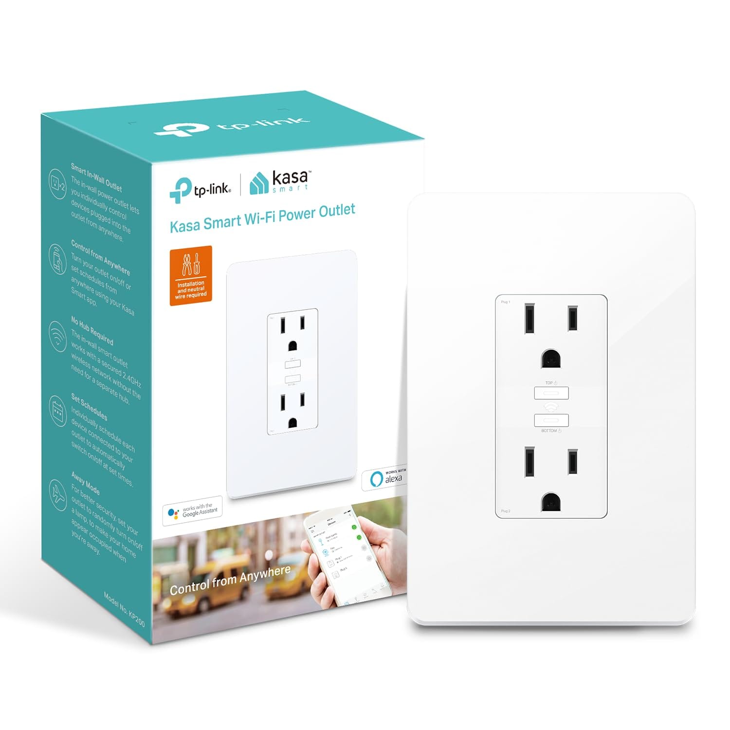 Product Review: Kasa Smart Plug KP200, In-Wall Smart Home Wi-Fi Outlet Works with Alexa, Google Home & IFTTT